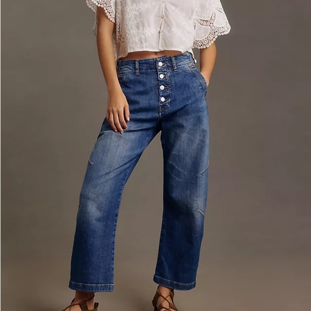 The Arin Mid-Rise Button-Front Barrel Pant by Pilcro (NWT) size 25P